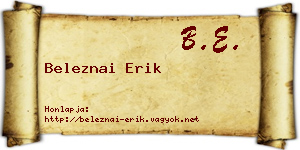 Beleznai Erik névjegykártya
